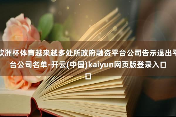 欧洲杯体育越来越多处所政府融资平台公司告示退出平台公司名单-开云(中国)kaiyun网页版登录入口