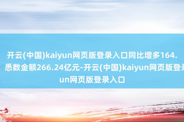 开云(中国)kaiyun网页版登录入口同比增多164.29%；悉数金额266.24亿元-开云(中国)kaiyun网页版登录入口