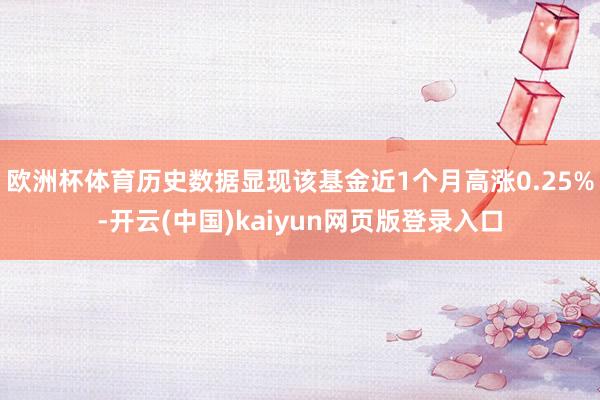 欧洲杯体育历史数据显现该基金近1个月高涨0.25%-开云(中国)kaiyun网页版登录入口