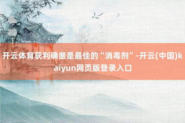 开云体育获利确凿是最佳的“消毒剂”-开云(中国)kaiyun网页版登录入口