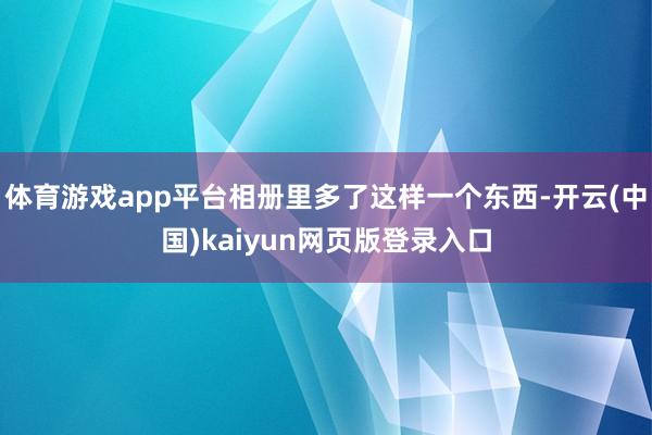 体育游戏app平台相册里多了这样一个东西-开云(中国)kaiyun网页版登录入口