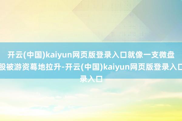 开云(中国)kaiyun网页版登录入口就像一支微盘股被游资蓦地拉升-开云(中国)kaiyun网页版登录入口